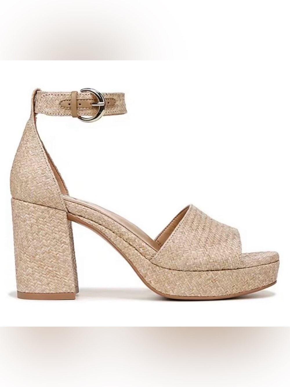 Naturalizer Beige Woven Platform Ankle-Strap Sandal